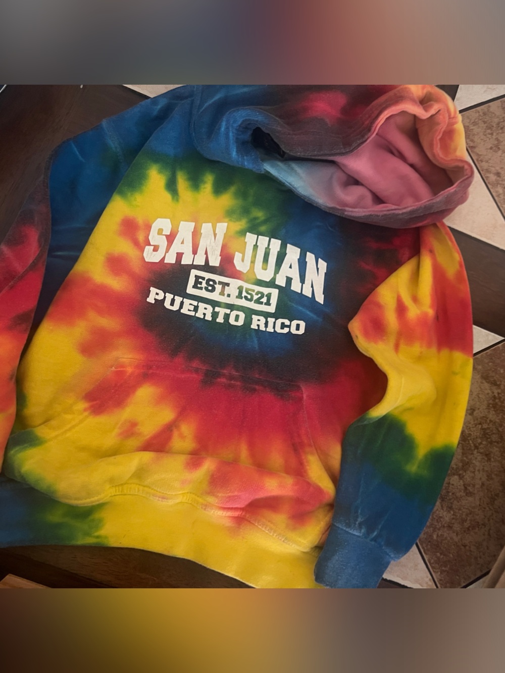 Luke 1977 Kids Tie-Dye San Juan Puerto Rico Hoodie in Yellow, Red, Blue, Green